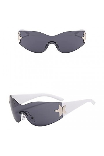 Vuncio Mode Hommes Femmes Star Wrap Around Lunettes de soleil Cyclisme Lunettes de soleil futuristes sans monture Lunettes pa
