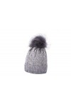 Miuno® - Bonnet à pompon - En tricot et fourrure synthétique - Chaud - Pour hiver et ski - MJ192, gris, taille unique