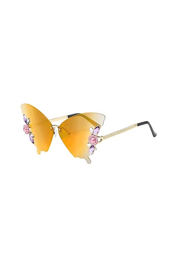 XNBZW Lunettes de soleil papillon avec strass - Cadeaux pour femmes - Lunettes de soleil tendance pour filles, E, Taille uniq