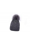Miuno® - Bonnet à pompon - En tricot et fourrure synthétique - Chaud - Pour hiver et ski - MJ192, gris, taille unique