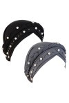 Fxhixiy Bonnet hijab avec perles tressées pour femme - Bonnet turban pour le cancer et la chimio, noir/gris, taille unique