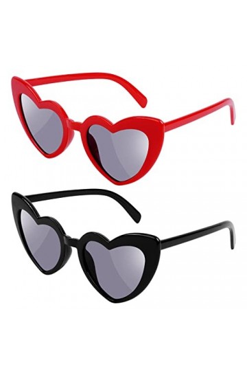 Ainiv 2 Paires Lunettes Coeur, Lunettes Forme de Cœur Oeil de Chat Vintage, Écran Solaire UV400 et Protection UV Lunettes pou