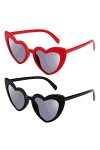 Ainiv 2 Paires Lunettes Coeur, Lunettes Forme de Cœur Oeil de Chat Vintage, Écran Solaire UV400 et Protection UV Lunettes pou