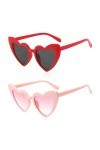 JOCXZI Lot de 2 lunettes de soleil en forme de cœur rose, lunettes de soleil en forme de cœur, lunettes de soleil blanches, l