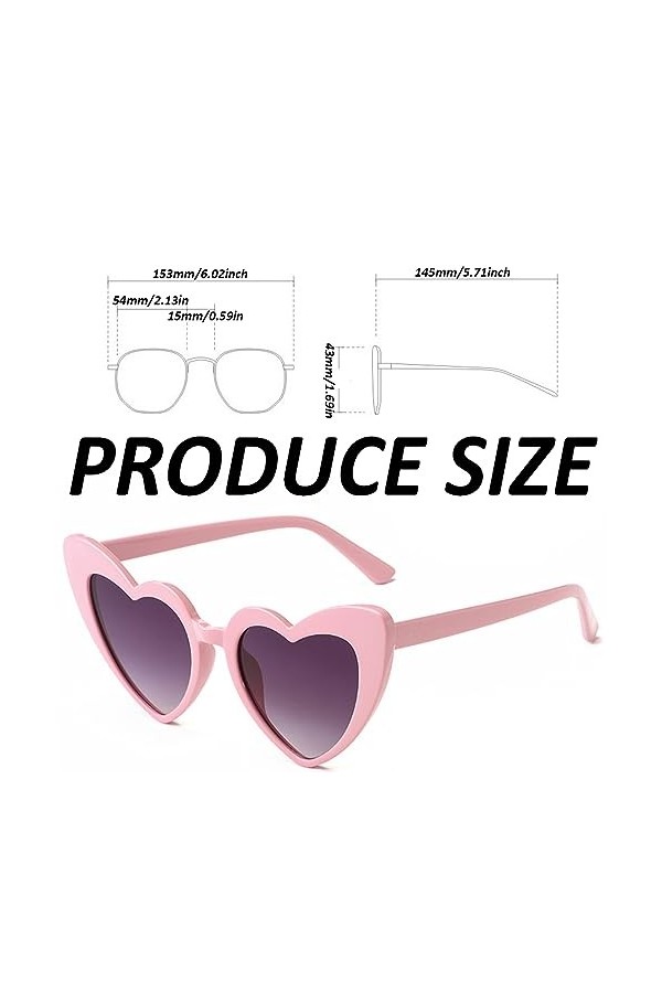 JOCXZI Lot de 2 lunettes de soleil en forme de cœur rose, lunettes de soleil en forme de cœur, lunettes de soleil blanches, l