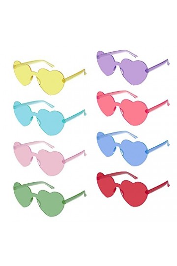 Lunettes de Soleil en Forme de Coeur, Weinsamkeit 8 Paires de Les Lunettes de Soleil Rétro sans Monture Les Lunettes de Fête 