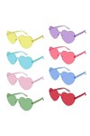 Lunettes de Soleil en Forme de Coeur, Weinsamkeit 8 Paires de Les Lunettes de Soleil Rétro sans Monture Les Lunettes de Fête 