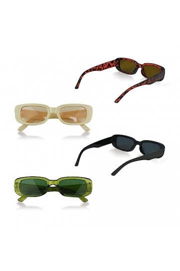 Locisne Lot de 4 paires de lunettes - Vintage Petit cadre plein cadre noir vert léopard nude rose multicolore lunettes de sol