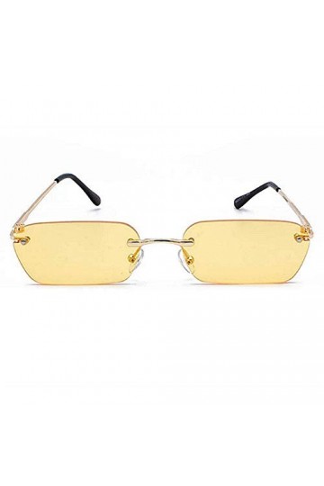 CCTYJ Lunettes de soleil rectangulaires sans monture pour femme, couleur claire, carrée, petite taille UV400