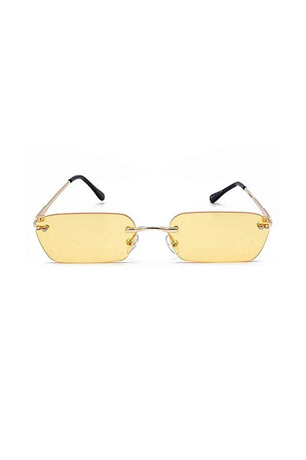 CCTYJ Lunettes de soleil rectangulaires sans monture pour femme, couleur claire, carrée, petite taille UV400