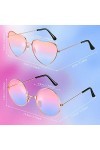Frienda 2 Paires Lunettes de Soleil Hippies Lunettes de Soleil Rétro Lunettes de Soleil Vintages en Métal Rose et Bleu, Rond