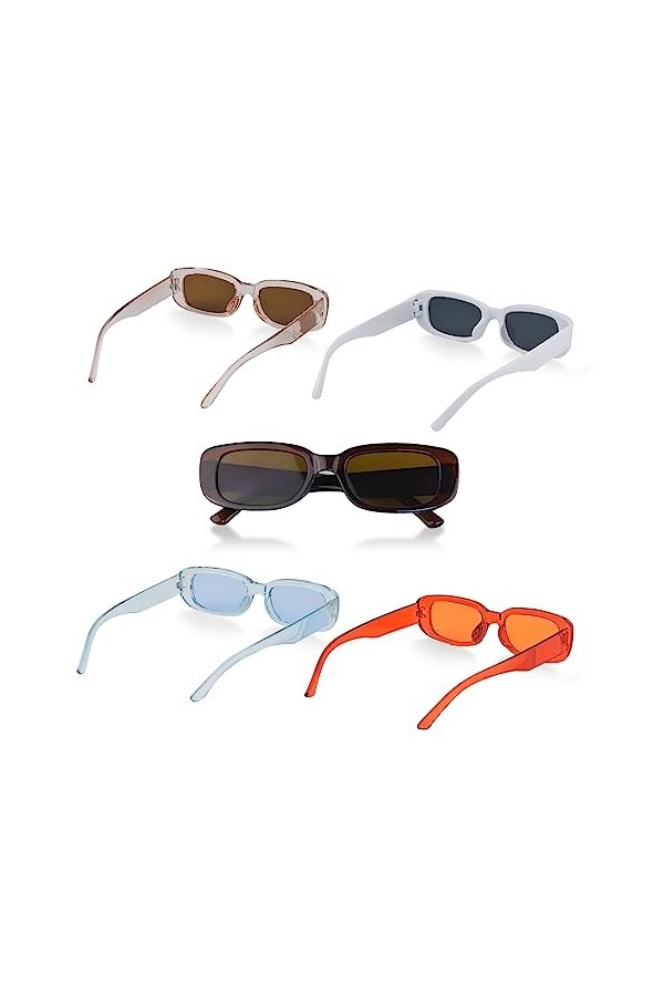 Locisne 5 paires de lunettes vintage petit cadre plein cadre blanc, rougeâtre-brun-bleu clair-blanc orange gris-rose multicol