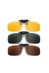 Clip Lunettes de Soleil,2 PCS Verres Polarisés + 1 PCS Vision Nocturne à Clipser Unisexe Lunettes de Soleil Polarisante Recta