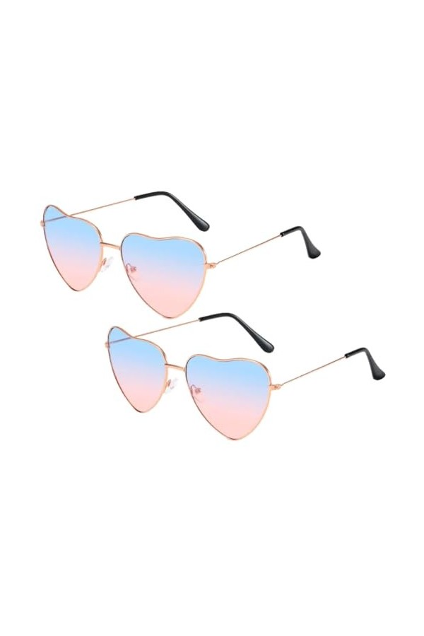 Lunettes Coeur,Lunettes de Soleil Coeur Bleu,Lunettes de Soleil Hippie,Drôle de Lunettes de Soleil de Fête,Lunettes en Forme 