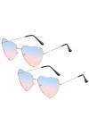 Lunettes Coeur,Lunettes de Soleil Coeur Bleu,Lunettes de Soleil Hippie,Drôle de Lunettes de Soleil de Fête,Lunettes en Forme 