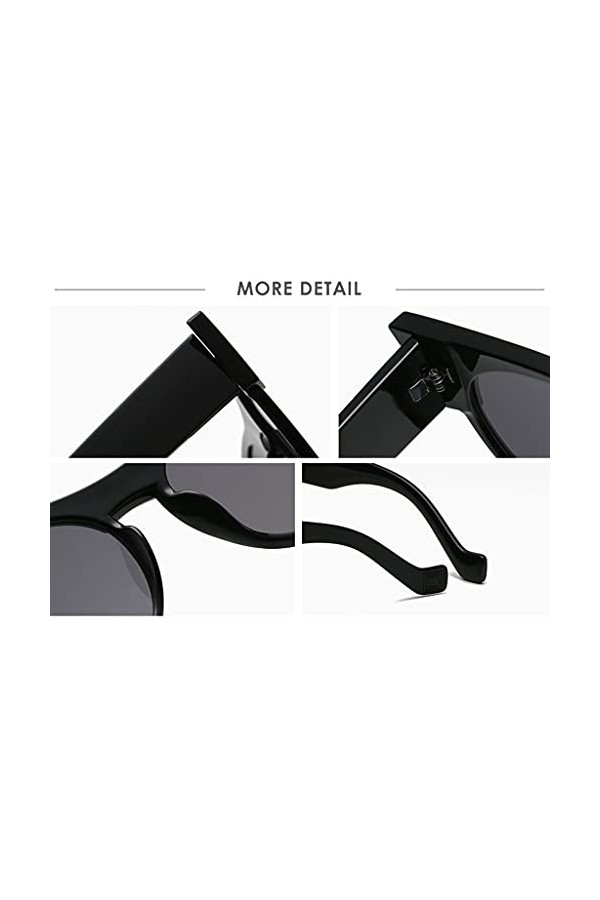 YAMEIZE Rétro Vintage Rectangle Demi Cadre Lunettes De Soleil Pour Femmes Hommes Lunettes Carrées Jaune 