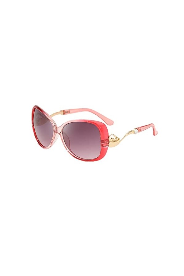 HUASHI Big Box Lunettes de soleil miroir en métal pour femme Motif grenouille, rose