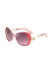 HUASHI Big Box Lunettes de soleil miroir en métal pour femme Motif grenouille, rose