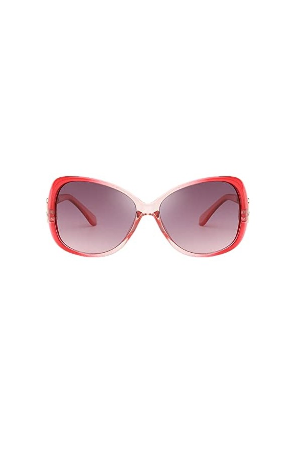 HUASHI Big Box Lunettes de soleil miroir en métal pour femme Motif grenouille, rose