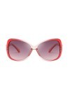 HUASHI Big Box Lunettes de soleil miroir en métal pour femme Motif grenouille, rose