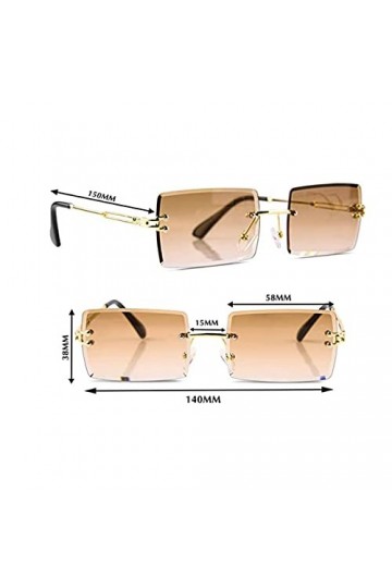 AWYY Lunettes de Soleil Sans Monture Café, Lunettes de Soleil Rectangulaires Sans Monture Marron, Lunettes de Soleil Teintées