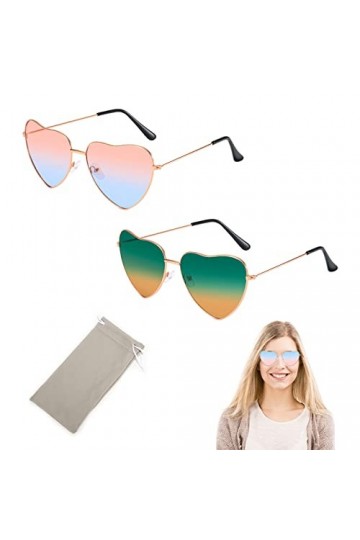 BAOSROY Lunettes Soleil Coeur,Lunette de Soleil Hippie,Lunette Soleil Coeur Femme,Lunettes de Soleil Hippie Coeur,Lunettes So