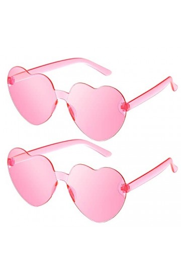 Weewooday 2 Paires Lunettes de Soleil Coeur sans Monture Colorées sans Cadre