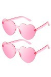 Weewooday 2 Paires Lunettes de Soleil Coeur sans Monture Colorées sans Cadre