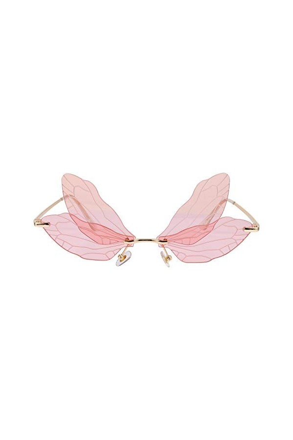 TENDYCOCO Femmes Lunettes De Soleil Libellule Aile Forme Irrégulière Lunettes Sans Monture Lunettes de Soleil De Mode Lunette