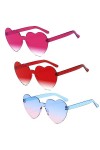 YUDANSI Lot de 3 lunettes de soleil en forme de cœur - Protection UV400 - Lunettes de soleil en forme de cœur - Lunettes de s