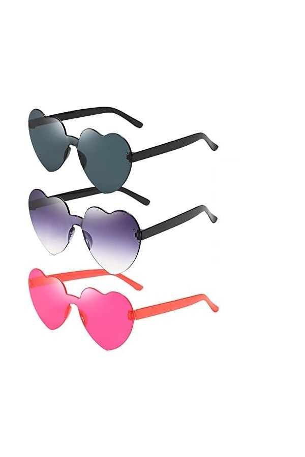 Lunettes de Soleil en Forme de Coeur,Lunettes de Soleil Coeur Sans Monture,Lunettes de Soleil Cœur de Fête de Carnaval,Hippie