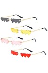 Lotvic Lunettes de Soleil Coeur, 4 Paires Lunettes de Soleil Coeur Flamme, Lunettes de Soleil Coeur Rétro pour Femme, Lunette