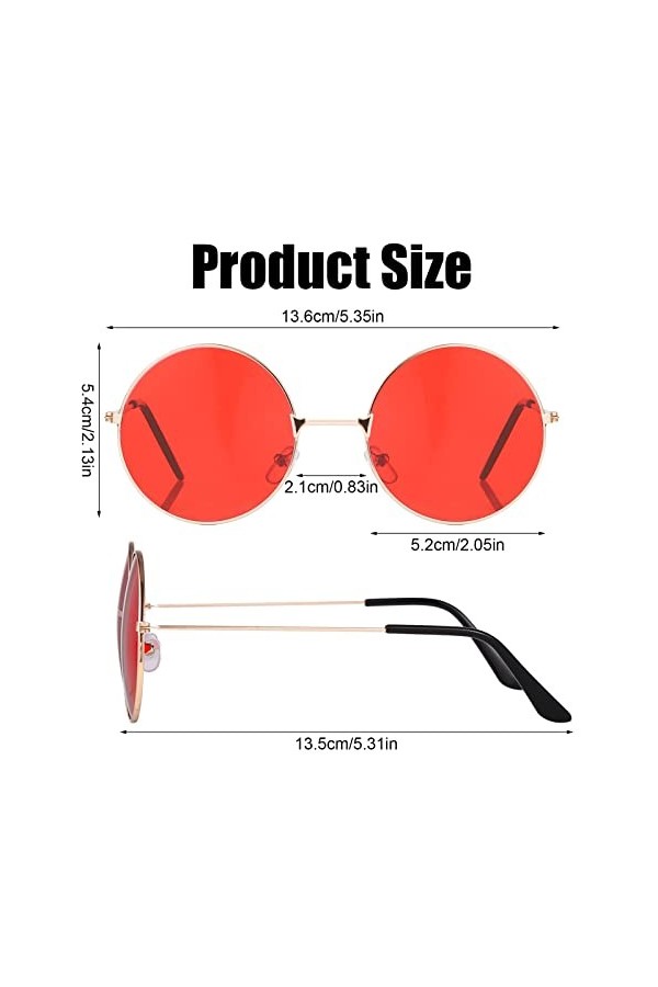 Fanshiontide Lot de 3 paires de lunettes de soleil rondes style années 60 - Style rétro - Lunettes de soleil colorées - Pour 