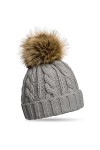 Caspar MU104 Bonnet tricoté avec pompon en fausse fourrure, Couleur:noir, Taille:Taille unique