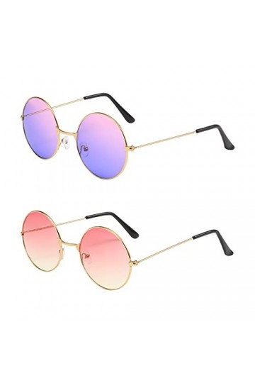Lunettes de Soleil Rondes Hippie, Lunettes de Soleil Hippie Colorées Rétro, Lunettes Rondes Hippie Colorées Rétro, Lunettes F