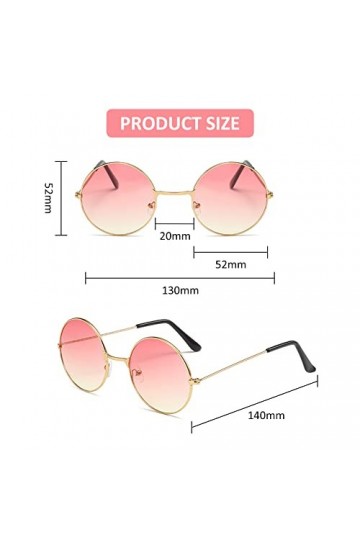 Lunettes de Soleil Rondes Hippie, Lunettes de Soleil Hippie Colorées Rétro, Lunettes Rondes Hippie Colorées Rétro, Lunettes F