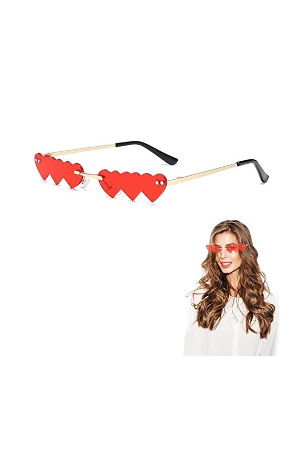 Lunettes de soleil en forme de cœur, lunettes de soleil en forme de cœur sans bordure, lunettes de soleil en forme de cœur, l