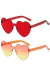AIBAOBAO 2 Paires de Lunettes Soleil Sans Monture en Forme Coeur Lunettes, Lunettes de soleil transparentes Couleur bonbon po
