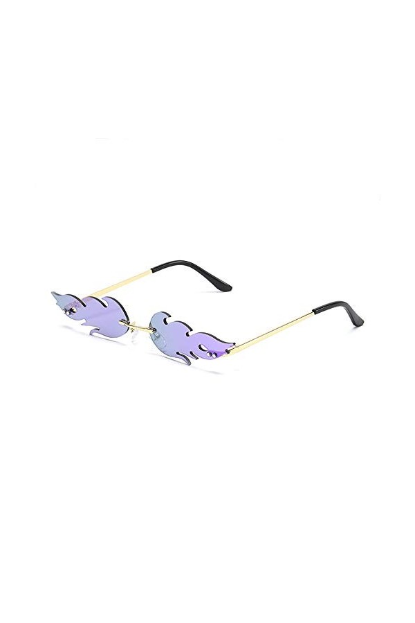 GEMSeven Hommes Femmes Vintage Sans Monture Métal Feu Flamme Lunettes De Soleil Lunettes Uv400