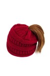 Lamdgbway Femmes Tricoté Chapeau Hiver Beanie Étendue Câble Prêle Bun Bonnet Noir