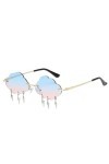 BOWTONG Lunettes de soleil sans monture en forme de nuage pour homme et femme - Lunettes de soleil tendance avec gland - Styl