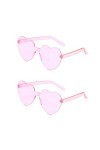 TSUWNO Lot de 2 Lunettes de Soleil Hippie en Forme de Cœur sans Monture - Rose et Transparents, Idéales pour lété !