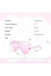 TSUWNO Lot de 2 Lunettes de Soleil Hippie en Forme de Cœur sans Monture - Rose et Transparents, Idéales pour lété !