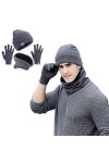 Neusky Bonnets, écharpe et gants, en tricot chaud, lot de 3, pour lhiver, Lot de 3 - Noir, taille unique