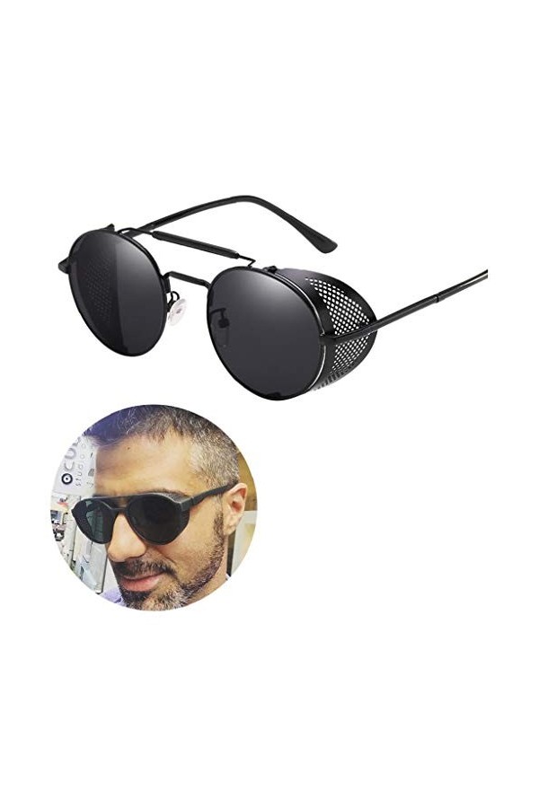 1pc Retro Lunettes De Soleil Rondes Steampunk avec Latéral Léger Metal Frame Lunettes De Soleil UV Lunettes De Protection pou