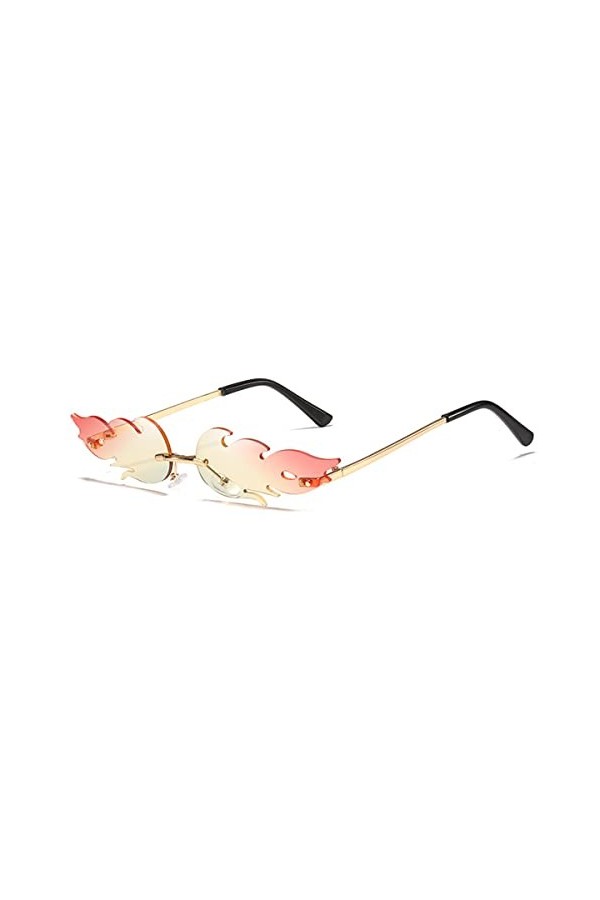 BOBOZHONG Lunettes de Soleil Fire Flame,Flamme Feu Lunettes Monture Vague Lunettes,pour Femmes,Hommes,Fête,Cadeaux,Anniversai