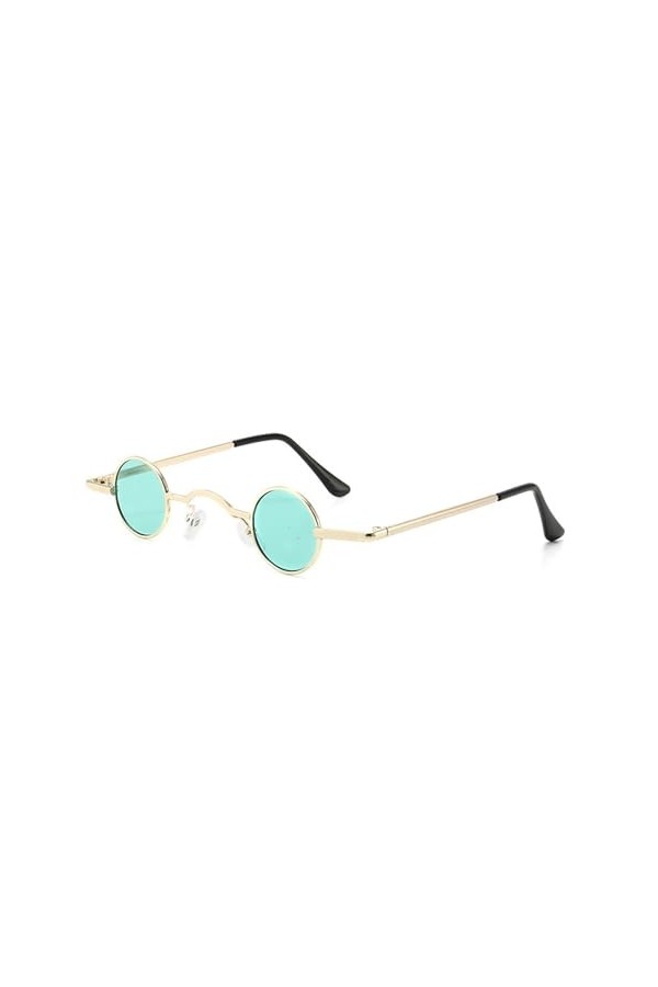 Leadrop Lunettes de soleil rondes vintage avec monture en métal et petits verres style punk unisexe avec accessoires photo de