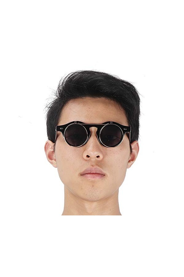 Lunettes de soleil à bascule, lunettes de soleil vintage à monture ronde Lunettes de soleil à bascule Lunettes à bascule 2 co