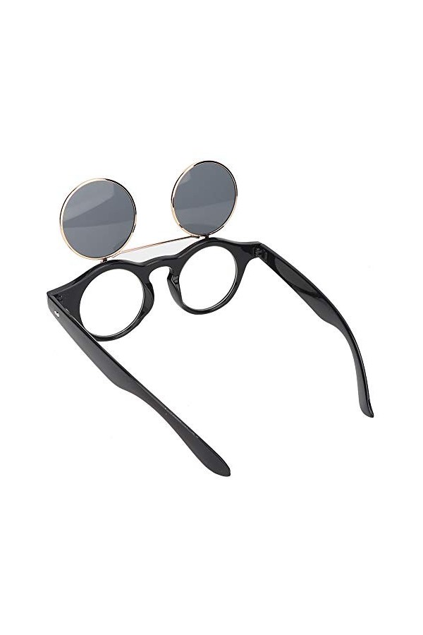Lunettes de soleil à bascule, Lunettes de soleil à bascule de style punk Lunettes de soleil vintage en matière plastique Lune