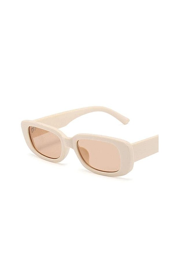 MANYUN Lunettes de soleil vintage dété à petite monture rectangulaire de luxe pour femmes, lunettes de soleil de couleur, lu